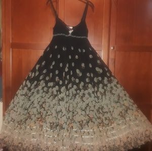 FREE PEOPLE FLORAL MAXI DRESS WITH RIBBON ACCENTS